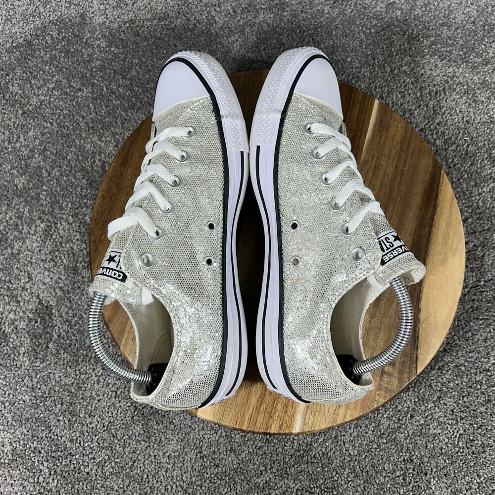Converse Chuck Taylor All Star Women’s Size 10 Silver Glitter Casual Shoes Used - Picture 8 of 13